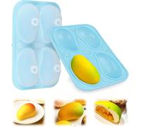 Mango Silicone Mold, 4 Cavity 3D Fruit Pastry Mold for Chocolate Candy Ice Cream Pudding Jelly Mousse Cake Bakeware, Food-Grade Non-Stick Baking Supply (Blue)