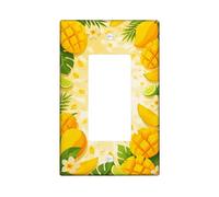 Mango Single Rocker Light Switch Cover, Tropical Vibrant Pineapple Lime Summer Yellow Plastic Standard Size Accents Wall Switch Plates for New Apartment Home Bedroom Office Decor