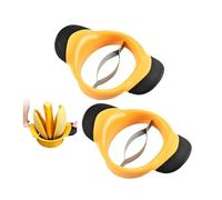 Mango Slicer Splitter Peeler Pit Remover Tool Indestructible Blade for Full Skin Peeling Non-Slip Handle, BPA-Free Fruit Divider for Mango Pineapple Peach Apples (Yellow,2PCS)