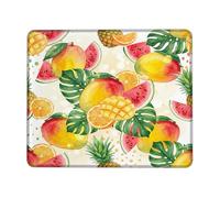 Mango Small Mouse Pad, Tropical Colorful Watermelon Pineapple Summer Green Square Rubber Washable Portable Travel Mousepad Desk Accessories for Gaming Computer Laptop Square 8x10 Inch