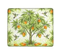 Mango Small Mouse Pad, Tropical Nature Tree Hummingbird Summer Green Square Rubber Smooth Portable Mini Desk Mousepad Decor for Home Office Work Gaming Desk Square 8x10 Inch