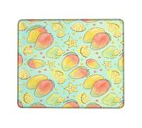 Mango Small Mouse Pad, Tropical Playful Pineapple Starflower Summer Yellow Square Rubber Smooth Portable Travel Mousepad Desk Accessories for Gaming Computer Laptop Square 8x10 Inch
