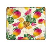 Mango Small Mouse Pad, Tropical Vibrant Pineapple Watermelon Summer Yellow Square Rubber Washable Portable Travel Mousepad Desk Accessories for Gaming Computer Laptop Square 8x10 Inch