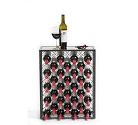 Mango Steam 32 Bottle Gray Wine Rack with Glass Top Shelf, Free Standing for Home, Kitchen and Bar