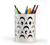 Mango Steam Metal Pen Holder, Stand for Desk - Pencil Cup Organizer for Office, Classroom, Home (Peacock, White)