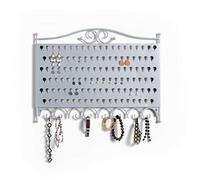 Mango Steam Wall Mounted Closet/Wardrobe Display Hanger Organizer for Jewellery & Earrings with Hooks for Necklaces, Bracelets, Accessories - Silver