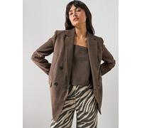 Mango Straight-Fit Lyocell Suit Jacket, Brown, Size S, Women Brown