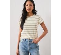 Mango Striped Cotton T-shirt, Yellow, Size Xs, Women Yellow
