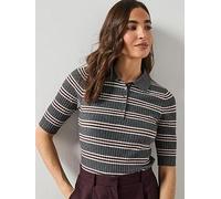 Mango Striped Ribbed-knit Sweater Grey, Grey, Size M, Women Grey