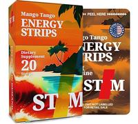 Mango Tango Energy Strips | Time Release Caffeine for a Smoother, Sustained Boost | Made in USA | 50mg Caffeine per Strip | No Added Sugar, Vegan Safe and Gluten Free