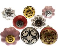 Mango Tree Cupboard Knobs Bohemian Shabby Chic Decorative Designs Ceramic Door And Drawer Handles - Set Of 8