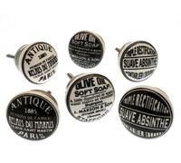 Mango Tree Cupboard Knobs Decorative Classic 1940S Black And White Clock And Soap Prints Ceramic Door And Drawer Handles Set Of 6
