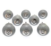 Mango Tree Cupboard Knobs - Decorative Grey Crackle Effect Ceramic Door and Drawer Handles - Vintage Home Décor Set of 8
