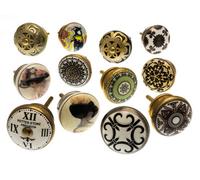 Mango Tree Cupboard Knobs Decorative Shabby Chic With Boho Style Prints Ceramic Door And Drawer Handles Vintage Home Décor Set Of 12