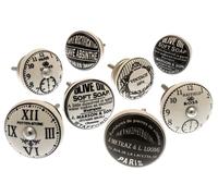 Mango Tree Cupboard Knobs - Decorative Timeless Black and White Clock and Old Style Patterns Ceramic Door and Drawer Handles - Vintage Home Décor Set of 8
