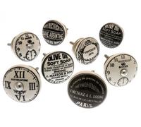 Mango Tree Cupboard Knobs Decorative Timeless Black And White Clock And Old Style Patterns Ceramic Door And Drawer Handles Set Of 8