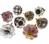 Mango Tree Cupboard Knobs Vintage Style Set Of 8 Shabby Chic Upcycle Boho Ceramic Drawer Pulls