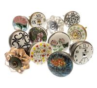 Mango Tree - Mixed Set of Shabby Chic Vintage Style Ceramic Cupboard Knobs x Pack 12 (MG-261)