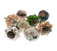 Mango Tree - Mixed Set of Shabby Chic Vintage Style Ceramic Cupboard Knobs x Pack 8 (MG-145)