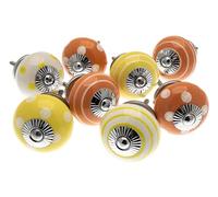 Mango Tree - Mixed Set of Yellow & Orange Ceramic Cupboard Knobs x Pack 8 (MG-704)