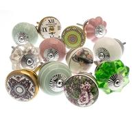 Mango Tree Vintage Handcrafted and Glass Cupboard Knob - Collection - Elegant Drawer Pull for Cabinets, Wardrobes and Dressers - Hand-Finished Hardware Set of 12