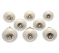 Mango Tree White Crackle Round Ceramic Door Knobs Vintage Shabby Chic Cupboard Drawer Pull Handles Set of 8