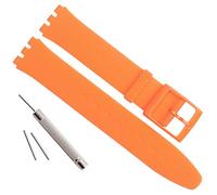 Mango Ultra Thin 16mm Waterproof Silicone Replacement Watch Strap for Swatch Watch, Cyan, 16mm, Strap