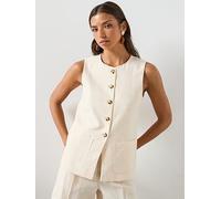 Mango Waistcoat Co-Ord With Buttons And Pockets, Cream, Size M, Women Cream