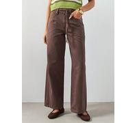 Mango Wide-Leg Jeans With Drawstring, Brown, Size 8, Women Brown