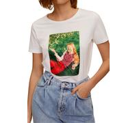 Mango Womens Cotton T-Shirt White M