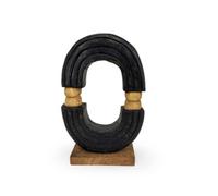 Elm home and garden Mango Wood Arched Sculpture - Freestanding Decorative Accent for Home Accessories - Brown Finish - 32x44x10cm