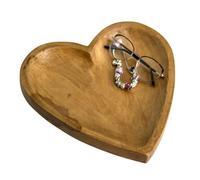 Mango Wood Carved Love Heart Shaped Bowl Rustic Table Centrepiece Home Decor