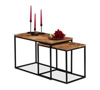 Mango Wood Coffee Table Set of 2, Nesting Tables, Side Table Ensemble
