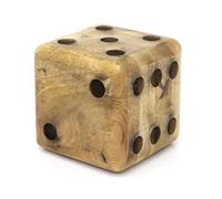 Mango Wood Dice Shaped Doorstop | Novelty Chunky Cube Wooden Dice Door Stop | Doorstop Block Indoor Weighted Door Stopper for Floor - 15cm