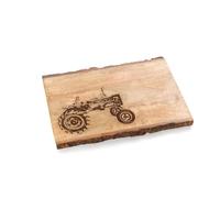 Mango Wood Engraved Decorative Tractor Board with BARK Edge