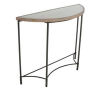 Mango Wood Half Moon Table with Metal Base