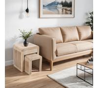 Mango Wood Nest Of 2 Tables With Drawer - Hudson Carved