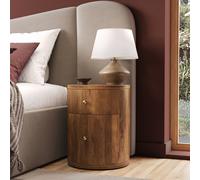 Mango Wood Round 2 Drawer Bedside Table - Chakra