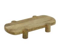 Mango Wood Serving Platter, Raised Cheese Board with Feet 35 x 18 cm | Mango wood serving platter, Raised pedestal board, Natural wood grain, 35 x 18 cm, rounded ends, Food safe, Hand wash only