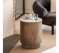 Mango Wood Side Table with Marble top - Marmo - Caspian House