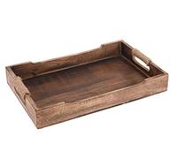 Mango Wood Wooden Rustic Rectangular Serving Lap Tea Snack Tray (Large)