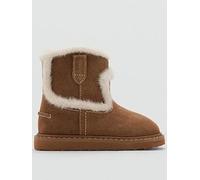 Mango Younger Girls Faux Fur Trim Leather Boots, Brown, Size 8.5 Younger Brown