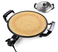 Mangoct 18.5” Electric Injera Maker, Mitad for Ethiopian Injera, Pancake Teff Maker, Electric Griddle with Lid, Non-Stick Surface, Easy to Clean, Adjustable Mechanical Knob Control, Even Heating