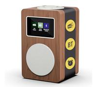 Mangokit MD4 DAB+ Digital Radio Dual Alarms Clock with Bluetooth, Compact Bedside FM Kitchen Radio with Dual Alarms, Sleep Timer, Colour Display, Headphone Jack, Mains or Battery Powered-Walnut Finish