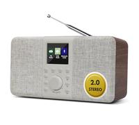 MangoKit MD5 Stereo DAB Radio with Bluetooth, 2.4" Colour Display-Portable Digital Radio w/DAB/DAB+/FM, True 2.0 Dual Speakers, 40 Presets,Alarms&Snooze & Sleep, USB-C Mains or AA Battery Power-Walnut