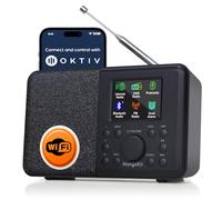 MangoKit SR10 WIFI Radio, Bluetooth, DAB/DAB+/FM & Internet, Black | 60 presets, dual alarms, colour display, OKTIV App control, podcast player, mains or AA battery, headphone jack, compact