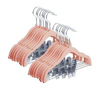 MangoKit Trouser Hangers & Movable Clips,Baby Velvet Hangers 16 Pack Pink