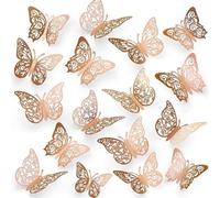 Mangoo 3D Butterfly Wall Decor, 72Pcs Butterflies in 3 Styles&3 Sizes, Exquisite Wall Stickers, Birthday Wedding Party Decorations, Baby Bedroom Decoration,Rose Gold