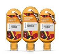 MangoPalm Safe Mango 3 Pack 60ml Anti Bacterial Premium Hand Sanitiser Travel Size Refillable Clip Bottle Quick Drying Non Sticky Extra Moisturising Kills 99.9% of Viruses and Bacteria