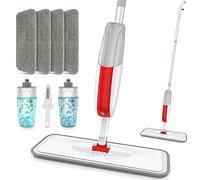 MANGOTIME Spray Mop for Cleaning Floors, Microfibre Wet Dry Dust Flat Floor Mop with 2 Refillable Bottles & 4 Washable Pads for Home Commercial Laminate Wood Vinyl Tile LVT Ceramic Glass Cement Marble